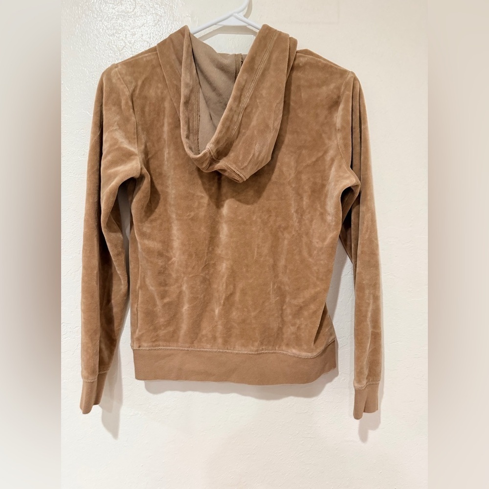 New York & Company Tan Beige Velour Full Zip Hoodie size XS Y2K - Picture 7 of 9